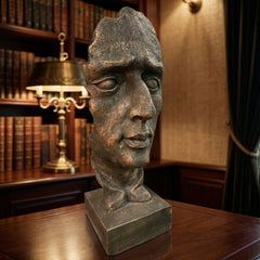 Stone Effect Face Sculpture - 95cm weathered Indoor/Outdoor Bust