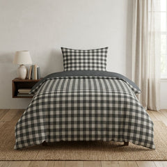 Gaveno Cavailia Charcoal Gingham Single Duvet Cover Bedding Set