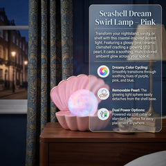 Home Luxe Seashell Dream Swirl Pearl LED Mood Lamp | Soft Pink