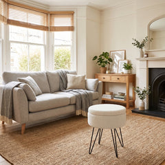 Orla White Teddy Storage Footstool – Boucle Ottoman with Storage