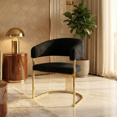Black Porado Leatheraire Dining Chair | Gold Frame Luxury Seating