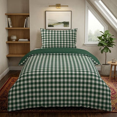 Gaveno Cavailia Forest Green Gingham Single Duvet Cover Bedding Set