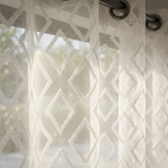 White Diamond Tufted Voile Curtain Panel - 55" x 90" Home Collection