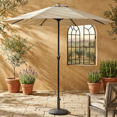 2.7m Cream Garden Parasol with Tilt & Crank Handle - Durable Aluminium