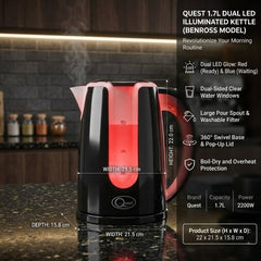 1.7L Dual LED Illuminated Kettle - Red & Blue Boiling Indicator