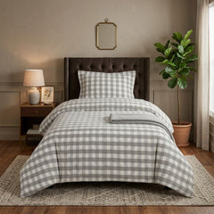 Gaveno Cavailia Natural Gingham Single Duvet Cover Bedding Set