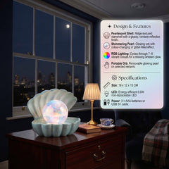 Home Luxe Seashell Dream Swirl Pearl LED Mood Lamp | Aqua Blue