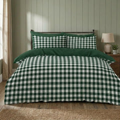 Gaveno Cavailia Forest Green Gingham King Duvet Cover Bedding Set