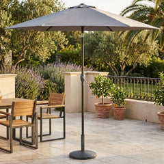 2.7m Grey Garden Parasol with Tilt & Crank Handle - Durable Aluminium