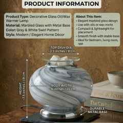 Lesser & Pavey Grey Marble Desire Aroma Lamp - Round Glass Electric
