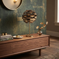 Botanica Gold Leaf Table Lamp Modern Luxury Metal Home Lighting UK