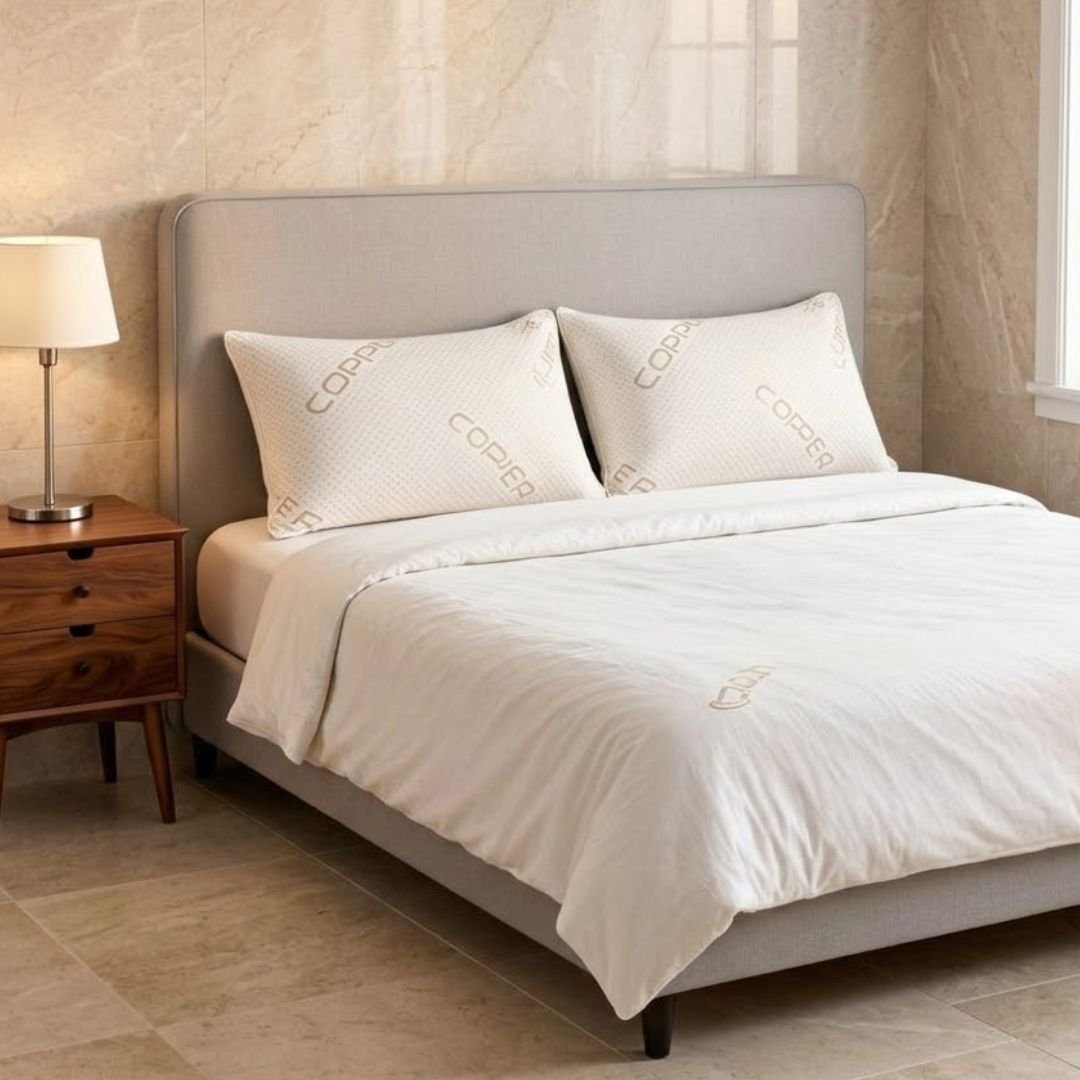 Pack of 2 Copper Infused Memory Foam Pillows - Cooling Sleep Support