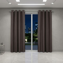 Charcoal Faux Silk Fully Lined Eyelet Curtains - 1 Pair,