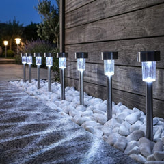 Eveready 8pk White Solar LED Post Lights - Outdoor Garden Path Decor