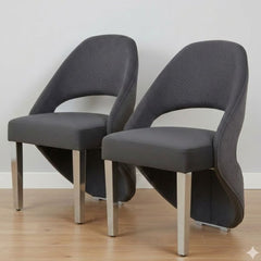 Set of 2 Santorini Grey & Silver Dining Chairs | Luxury Shimmer Fabric