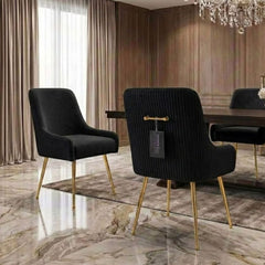 Marco Dining Chair Brushed Velvet In  Black - Sold In Pairs