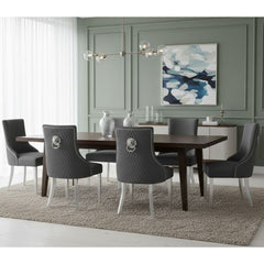 Set of 6 Majestic Hudson Grey Leather Lion Knocker Dining Chairs