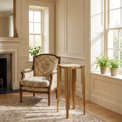 Sassari Gold Lamp Table 30x30x70cm Cream Marble Modern Side Table