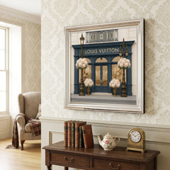 LV Boutique Silver Step Frame Wall Art 70x70cm Luxury Home Decor Piece