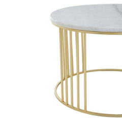 Jodie Set of 2 White Marble & Gold Nesting Coffee Tables - Round Set