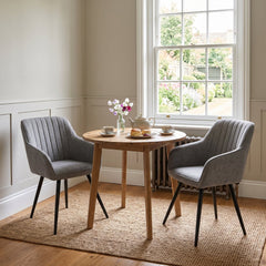 Alba Grey Dining Chairs 2pk – Quilted Back & Black Legs