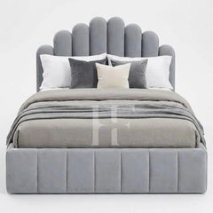 Luxury Arched Scalloped Crown Vertical Panel Upholstered Bed Frame