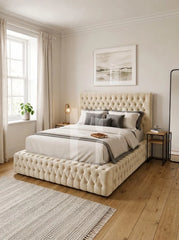 Luxurious  Velvet Chesterfield Diamond Tufted Bed FrameLuxurious