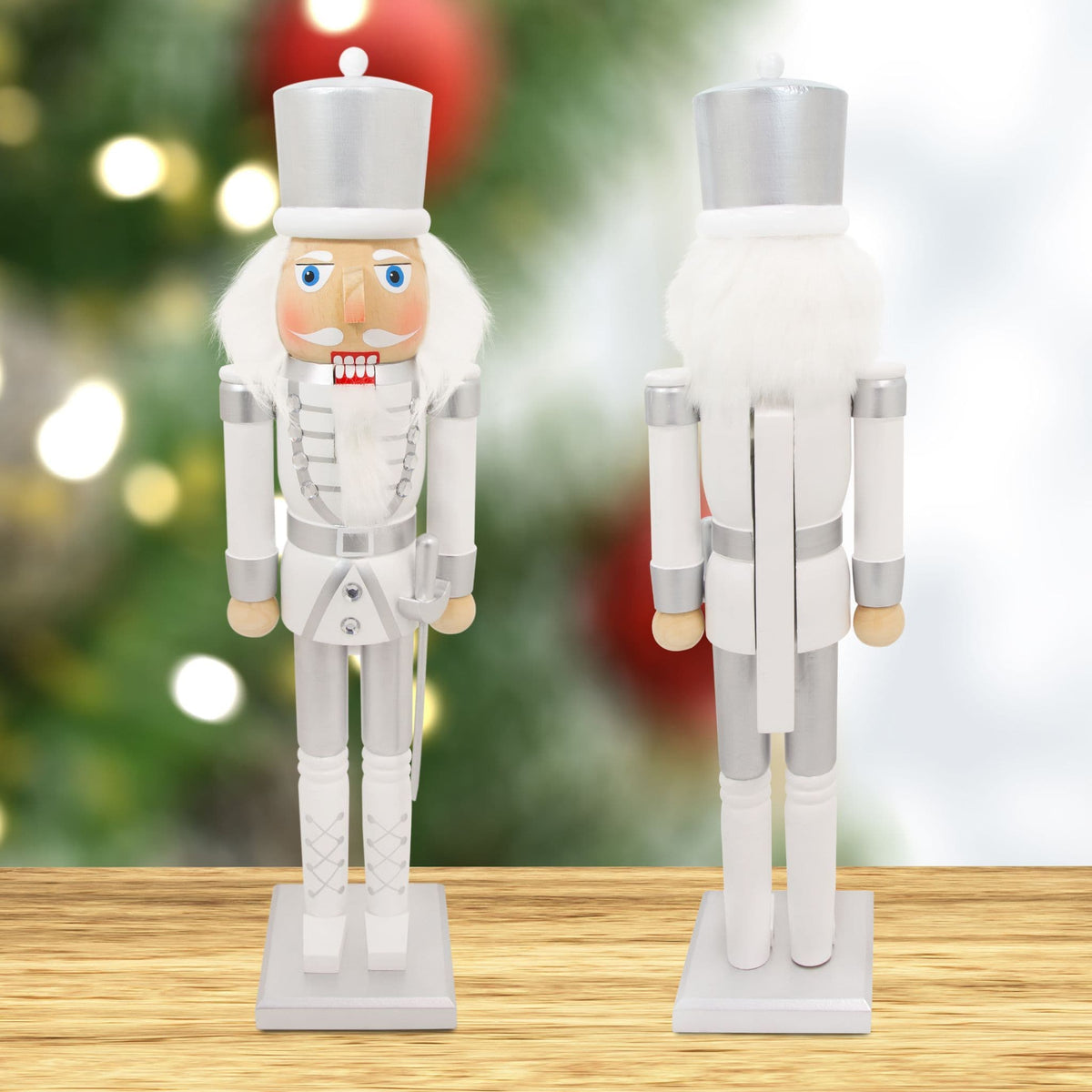 [EKM-AUTOGENERATED]50cm Wooden Nutcracker White & Silver Colour