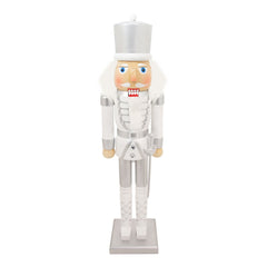 50cm Wooden Nutcracker White & Silver Colour