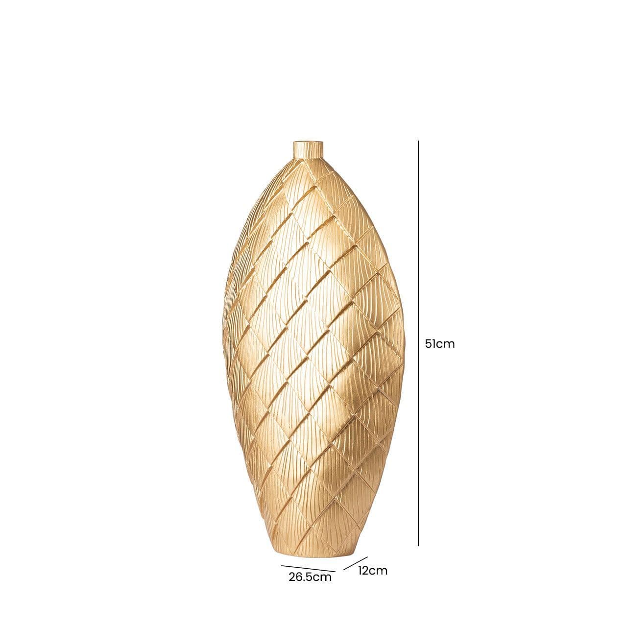 51cm Gold Polyresin Vase