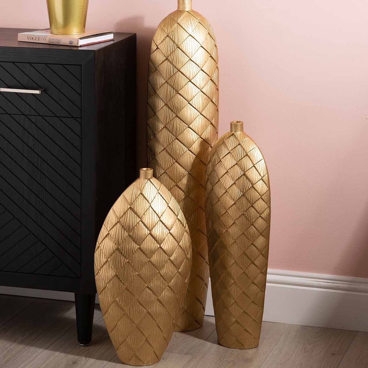51cm Gold Polyresin Vase