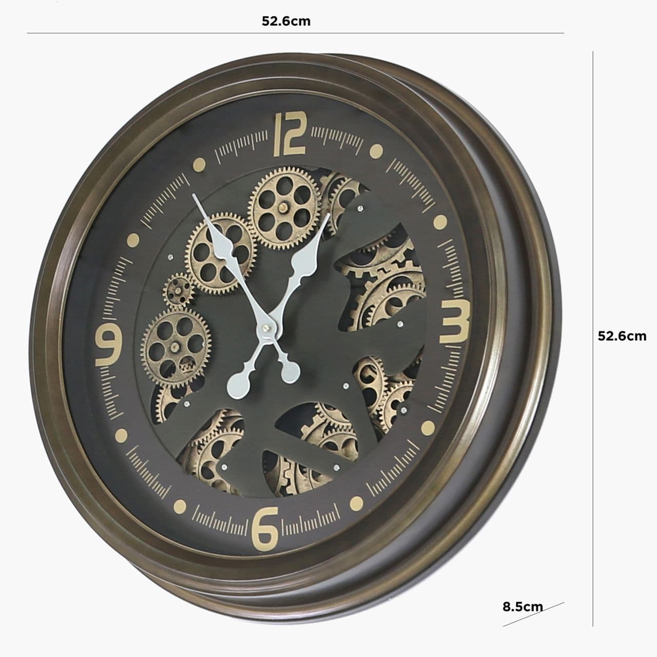 52.6cm Gears Wall Clock Coffee Roman Dial Brown