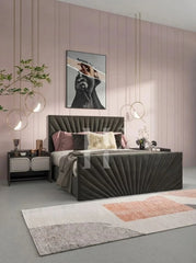 Modern Luxury Sunburst Channel-Tufted Bed Frame with Matching Footboard