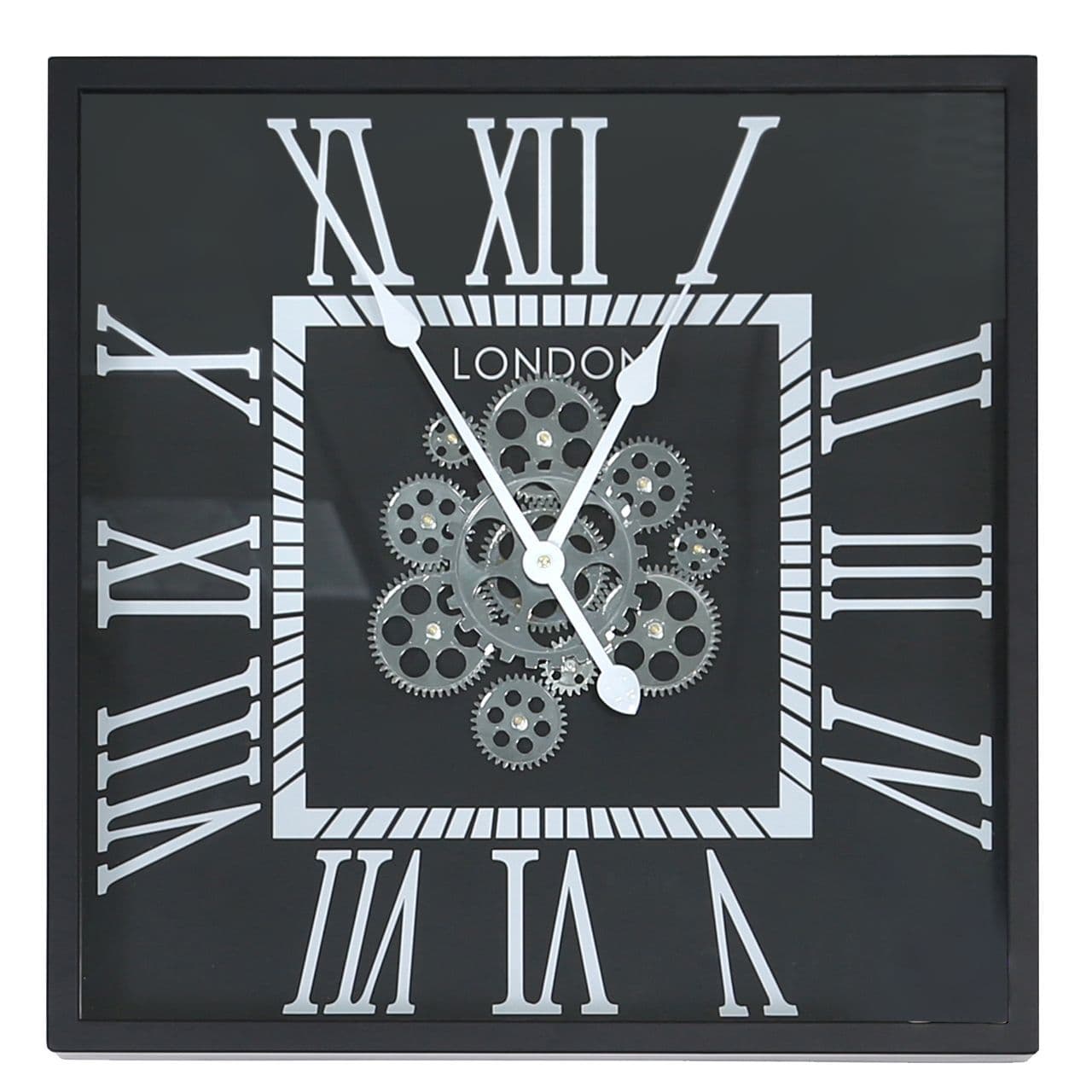 [EKM-AUTOGENERATED]56cm Gears Wall Clock Black Roman Dial Silver
