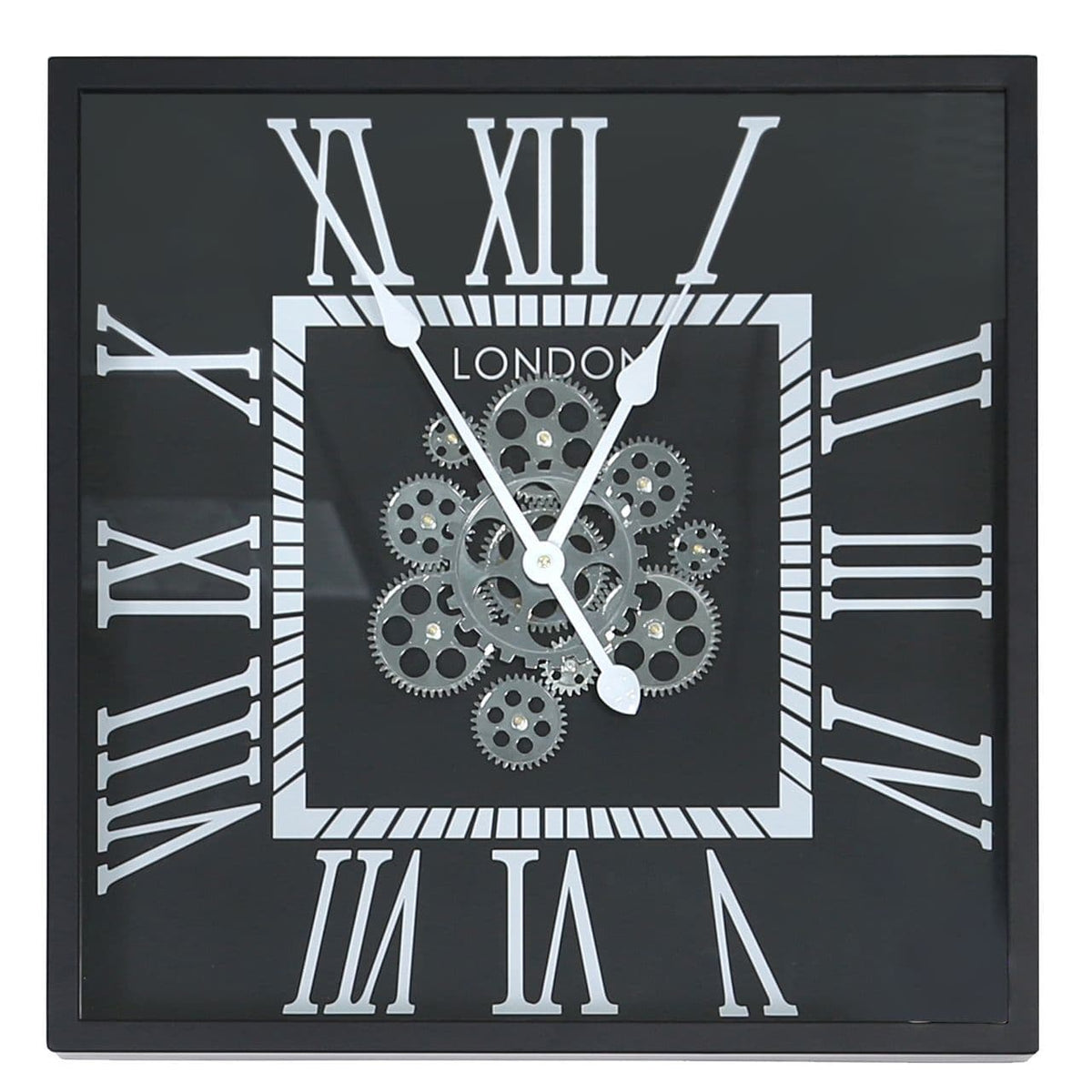 [EKM-AUTOGENERATED]56cm Gears Wall Clock Black Roman Dial Silver