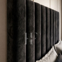 Luxury High Tall Vertical Panel Upholstered Velvet Bed Frame