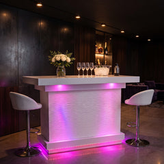 Home Luxe Aura White Drinks Bar with LED Lights & Bluetooth Speakers