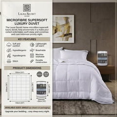Laura Secret Home Single Luxury 13.5 Tog Microfibre Duvet - White