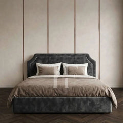 Modern Curved Profile Border Upholstered Bed Frame