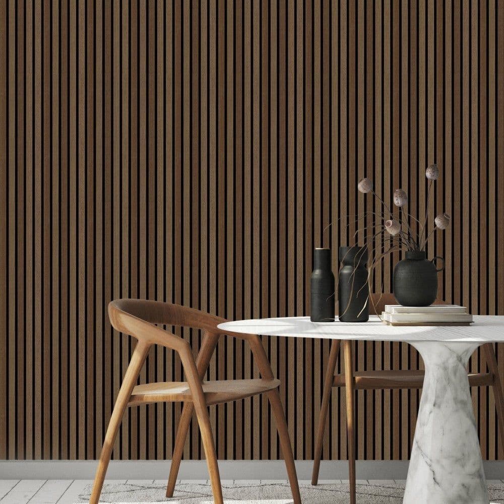 60cm x 240cm Light Walnut Fluted Wall Panel - Home Luxe Interior
