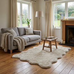Cream Scallop Border Soft Area Rug Modern Neutral Bedroom Rug 160x230cm