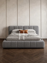 Modern Split-Back Curved Vertical Channel Upholstered Bed Frame