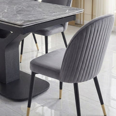 Sapphire 140-180cm Extending Grey Sintered Stone Table & 6 Liza Chairs