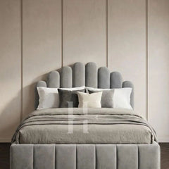 Luxury Arched Scalloped Crown Vertical Panel Upholstered Bed Frame