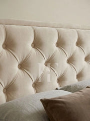 Luxury Velvet Rounded Diamond Tufted Upholstered Bed Frame