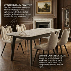 Arizona Extending Cream & Gold Ceramic Table & 4 Monza Beige Chairs