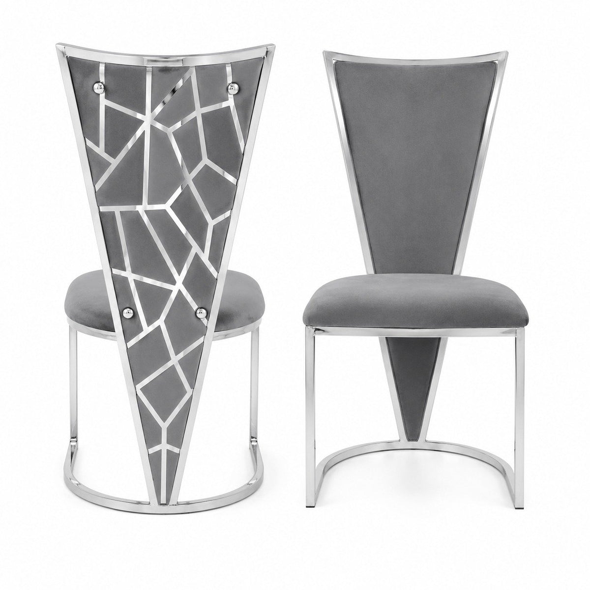 Set Of 2 Vienna Grey & Silver Dining Chairs