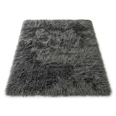 Bubble Mink Charcoal Faux Fur Rug Soft Deep Pile Area Carpet 160x230cm