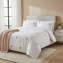 Gaveno Cavailia Pink Hearts Embroidered Double Duvet Cover Bedding Set