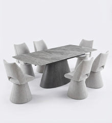 Monaco Grey Stone Extending Dining Set 6 Maryland Swivel Chairs